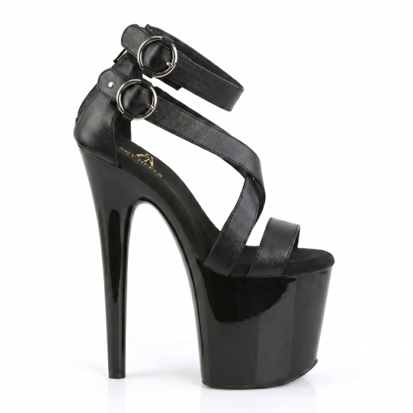 Schwarzer Sky Heels mit Lederriemchen