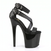 Schwarzer Sky Heels mit Lederriemchen