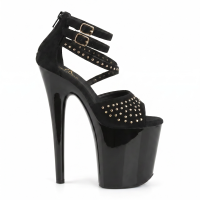 Schwarzer Sky Heels mit Riemchen & Nieten